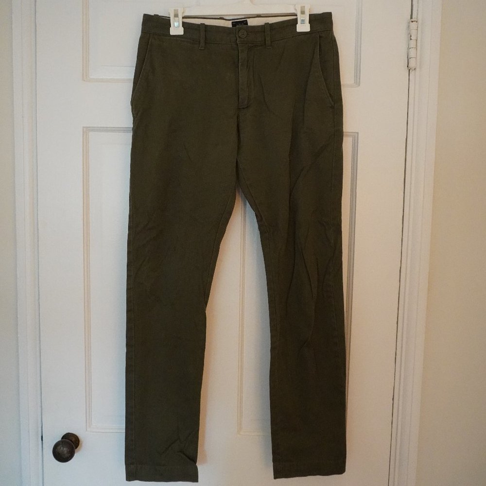 J Crew Stretch Chinos, Olive Green, Size 30x32